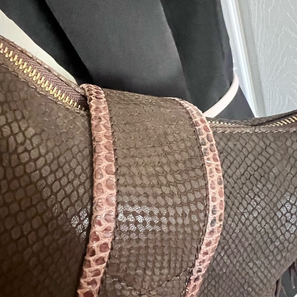 Jimmy Choo Snakeskin Suede Fringe Shoulder Bag - Picture 7 of 9